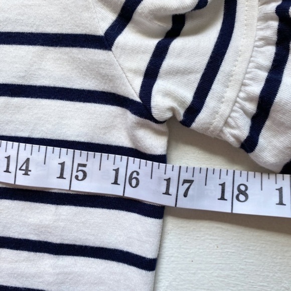 J. Crew Black and Ivory striped ruffle bell sleeve shift dress - Picture 7 of 10